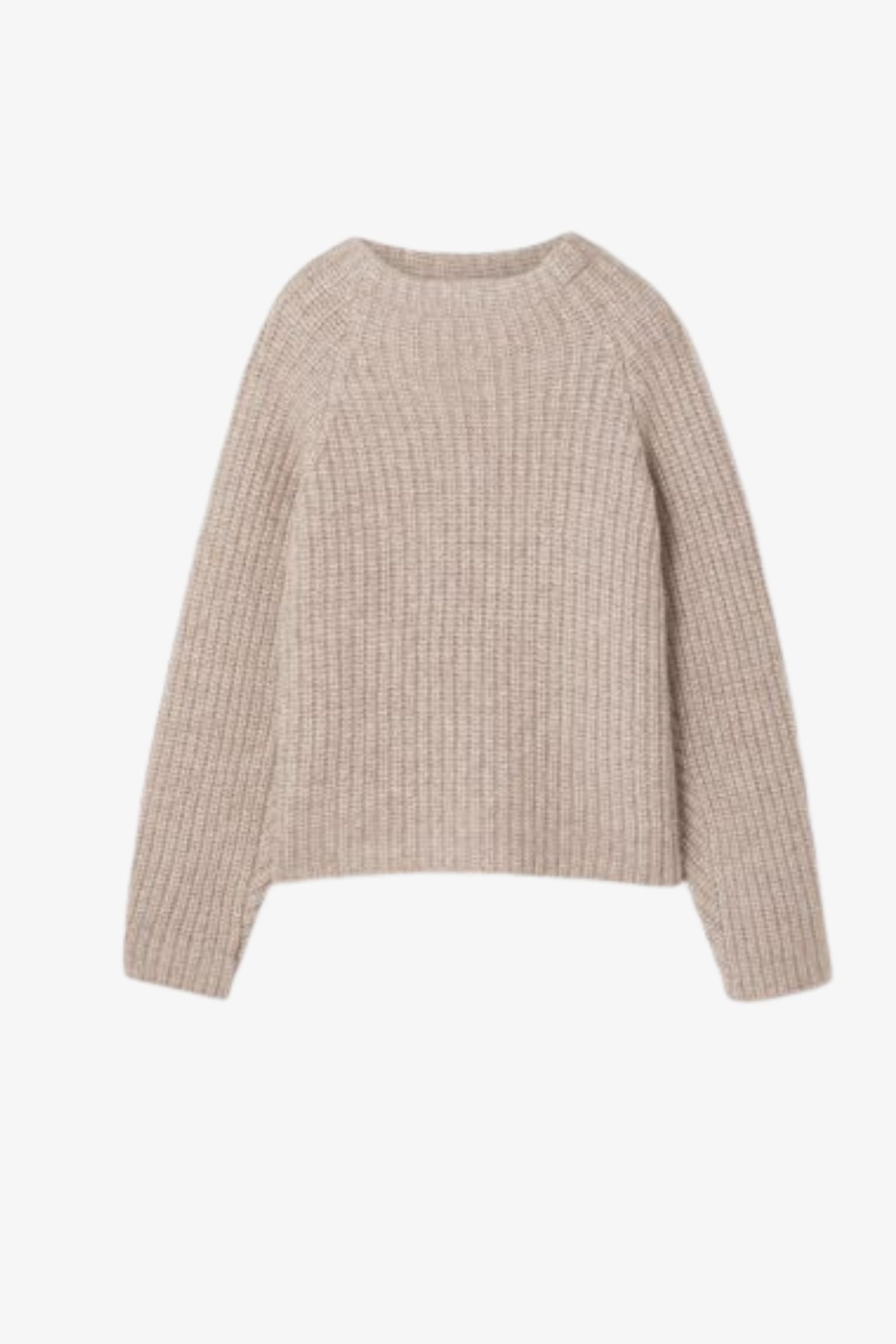 beige chunky knit sweater