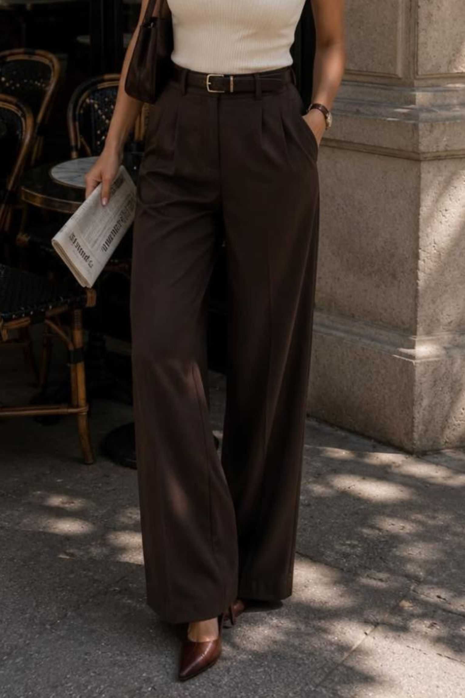 Brown Pleated Trousers