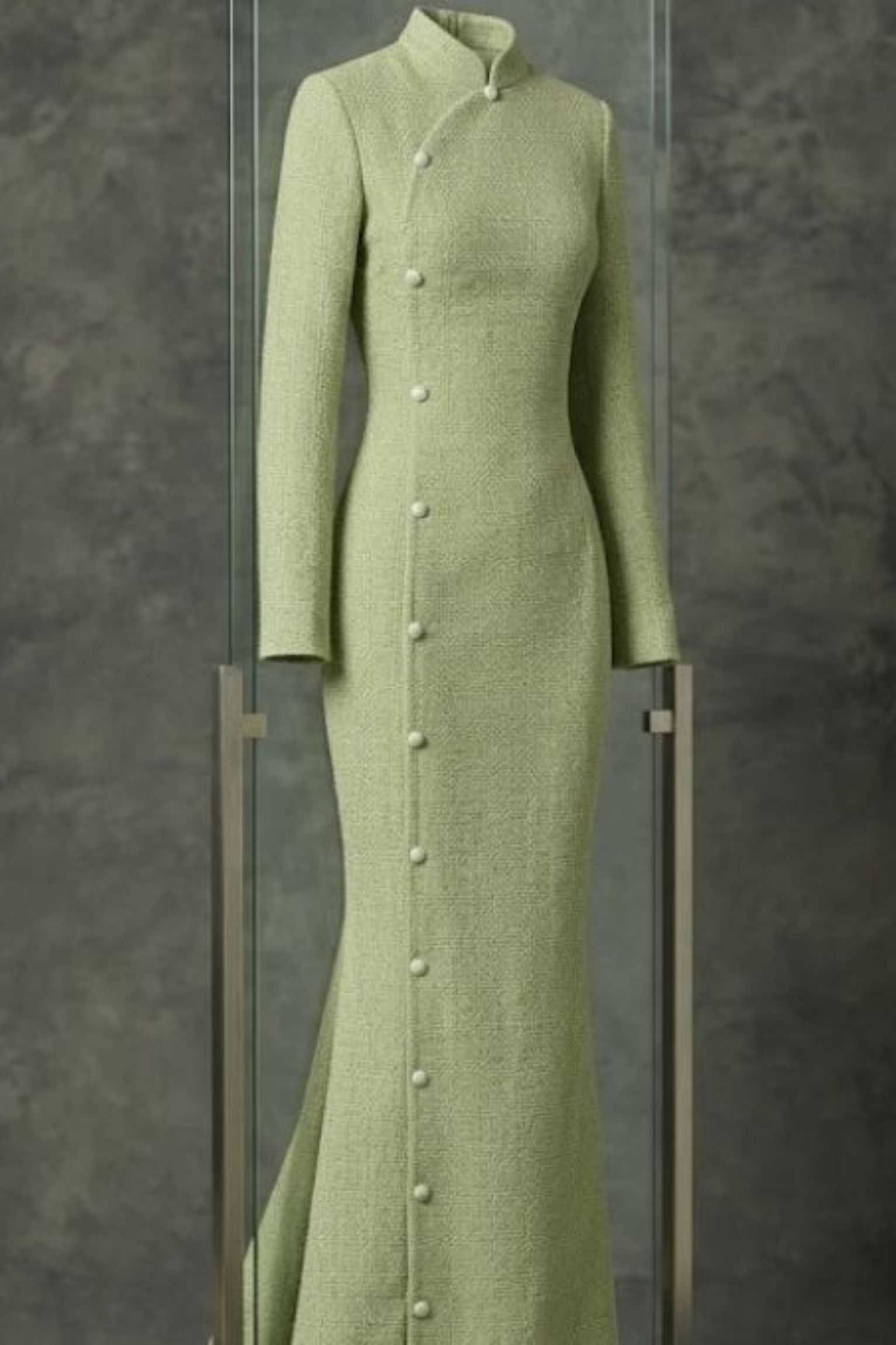 buttoned tweed maxi dress