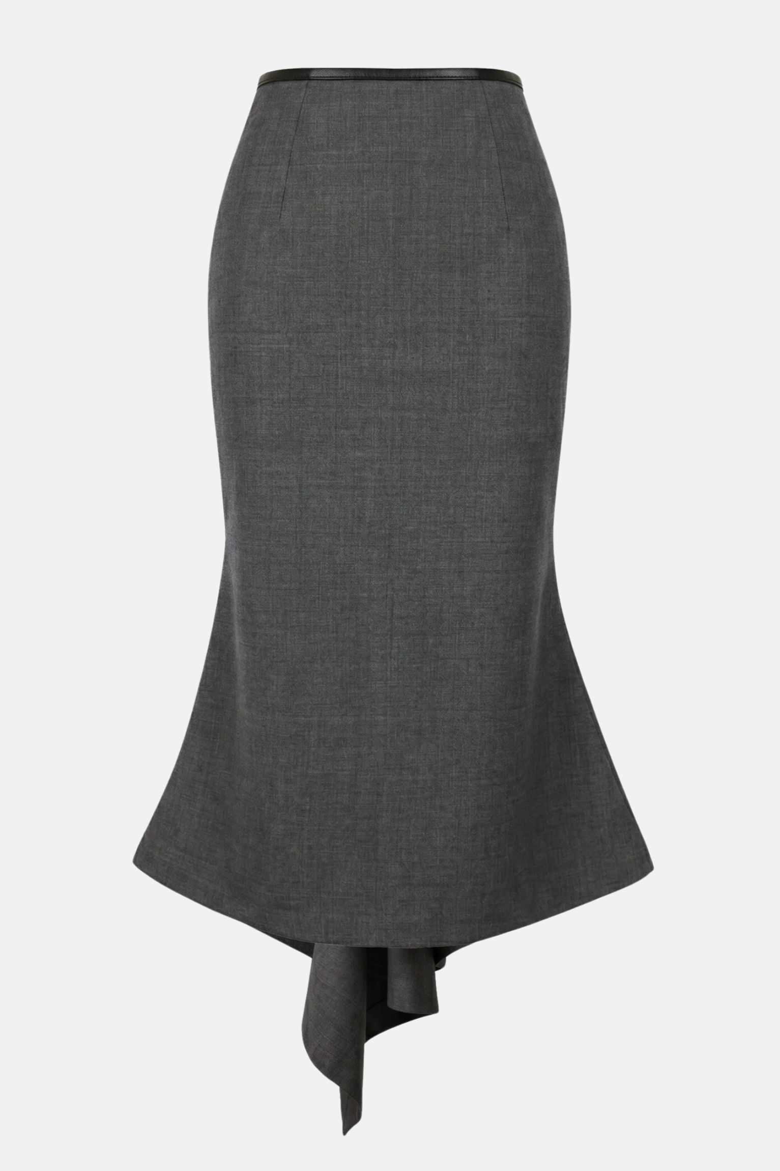 Charcoal Asymmetric Fishtail Midi Skirt