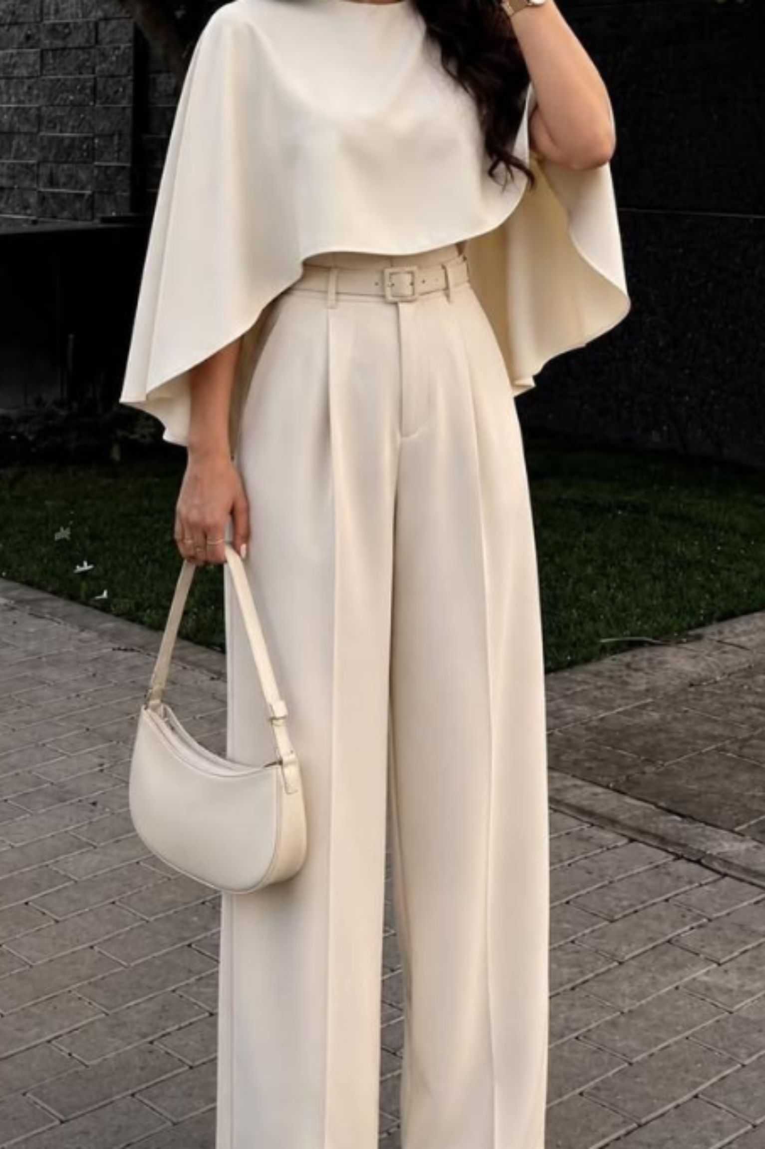 Cream Cape Trouser Set - 999
