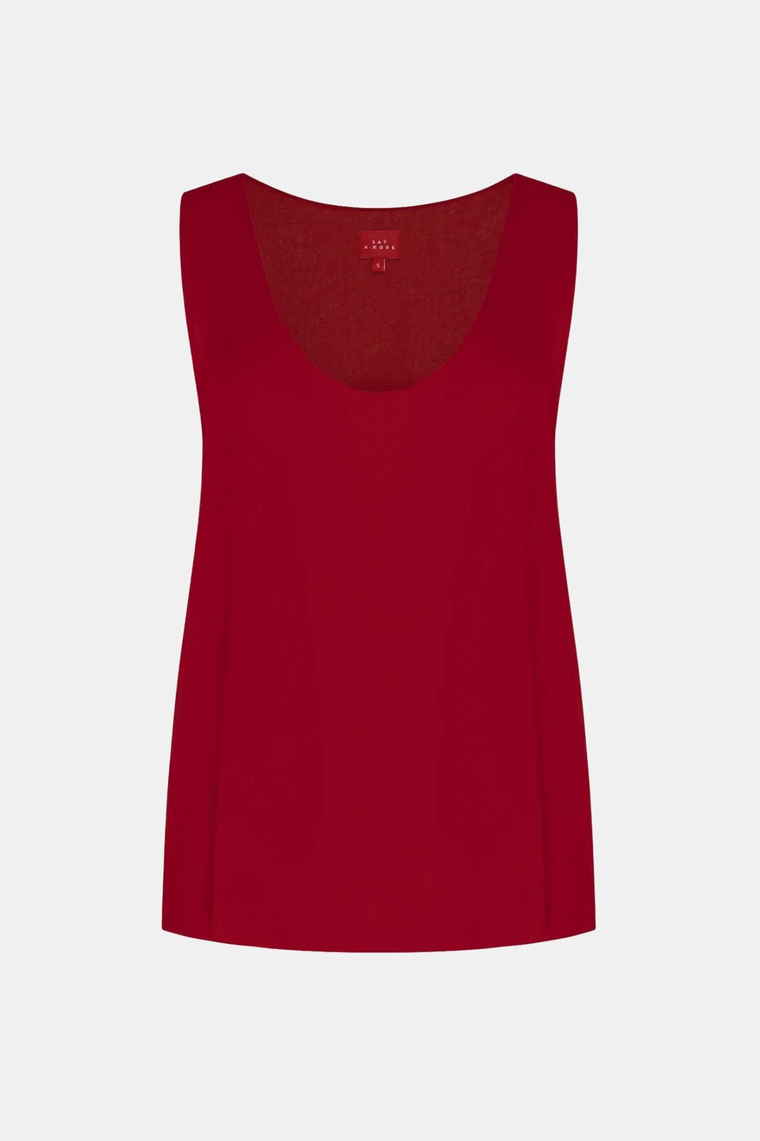 Crimson Scoop Neck Sleeveless Top