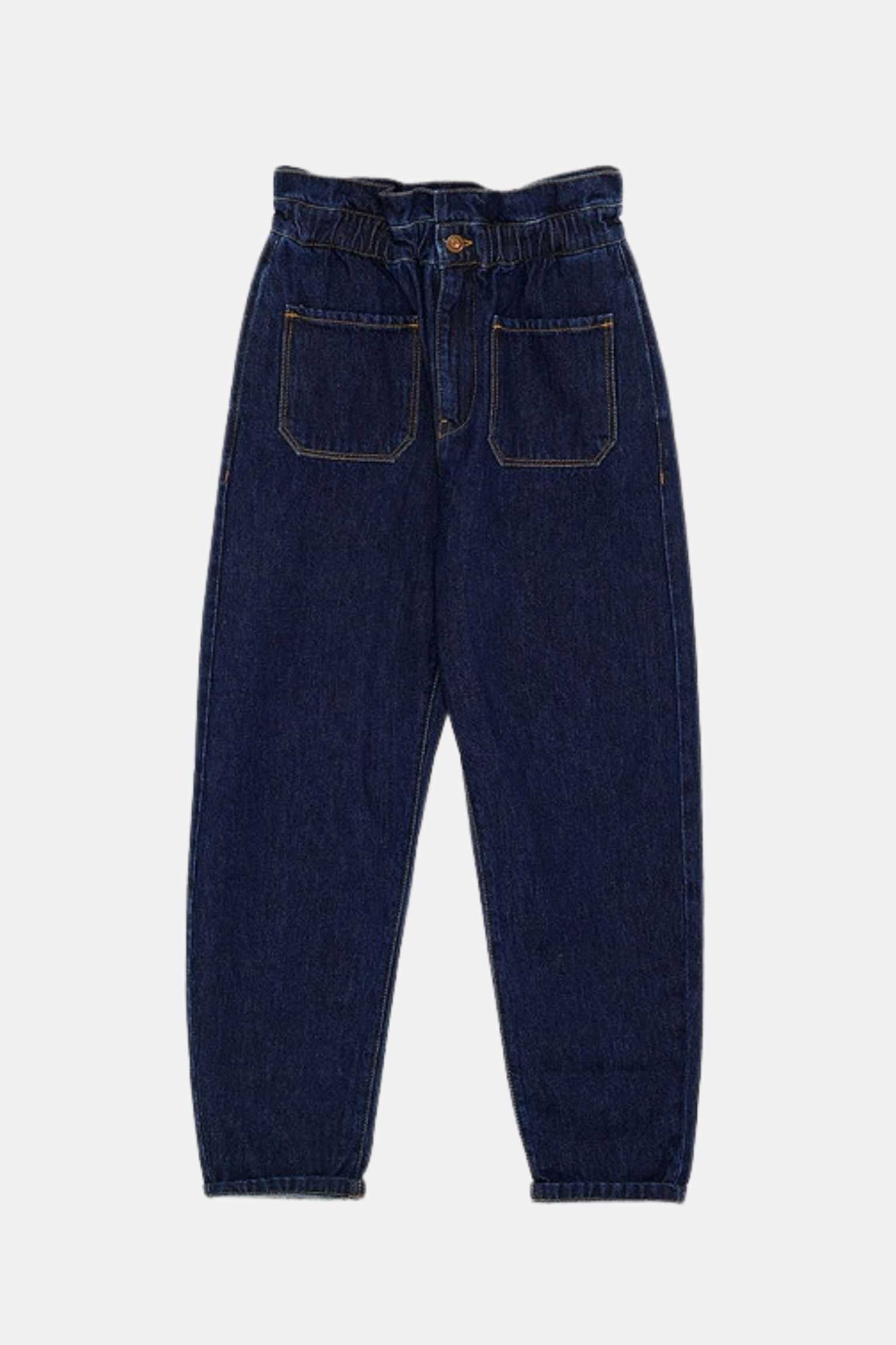 dark blue paperbag jeans