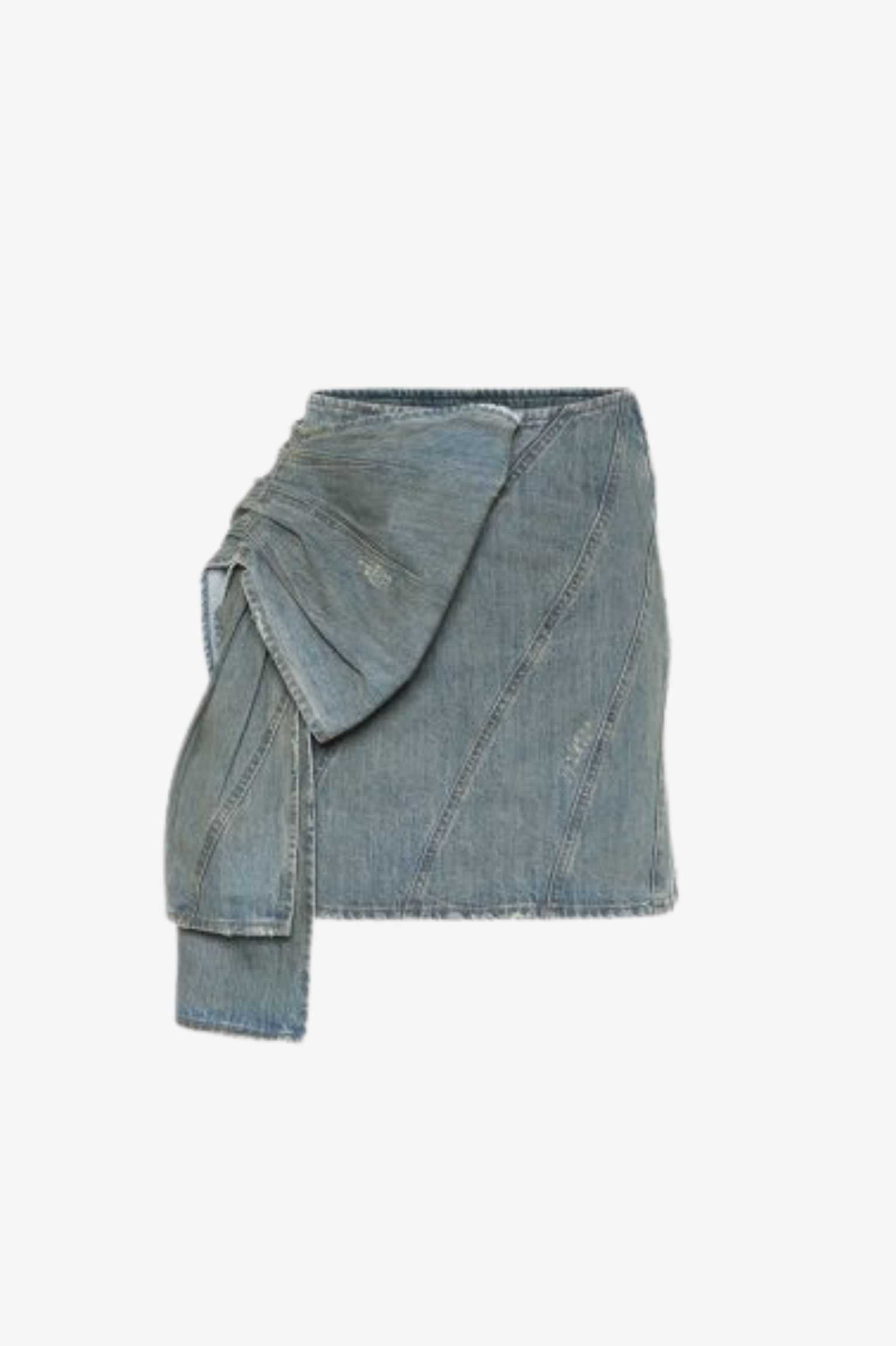 denim mini skirt with tie