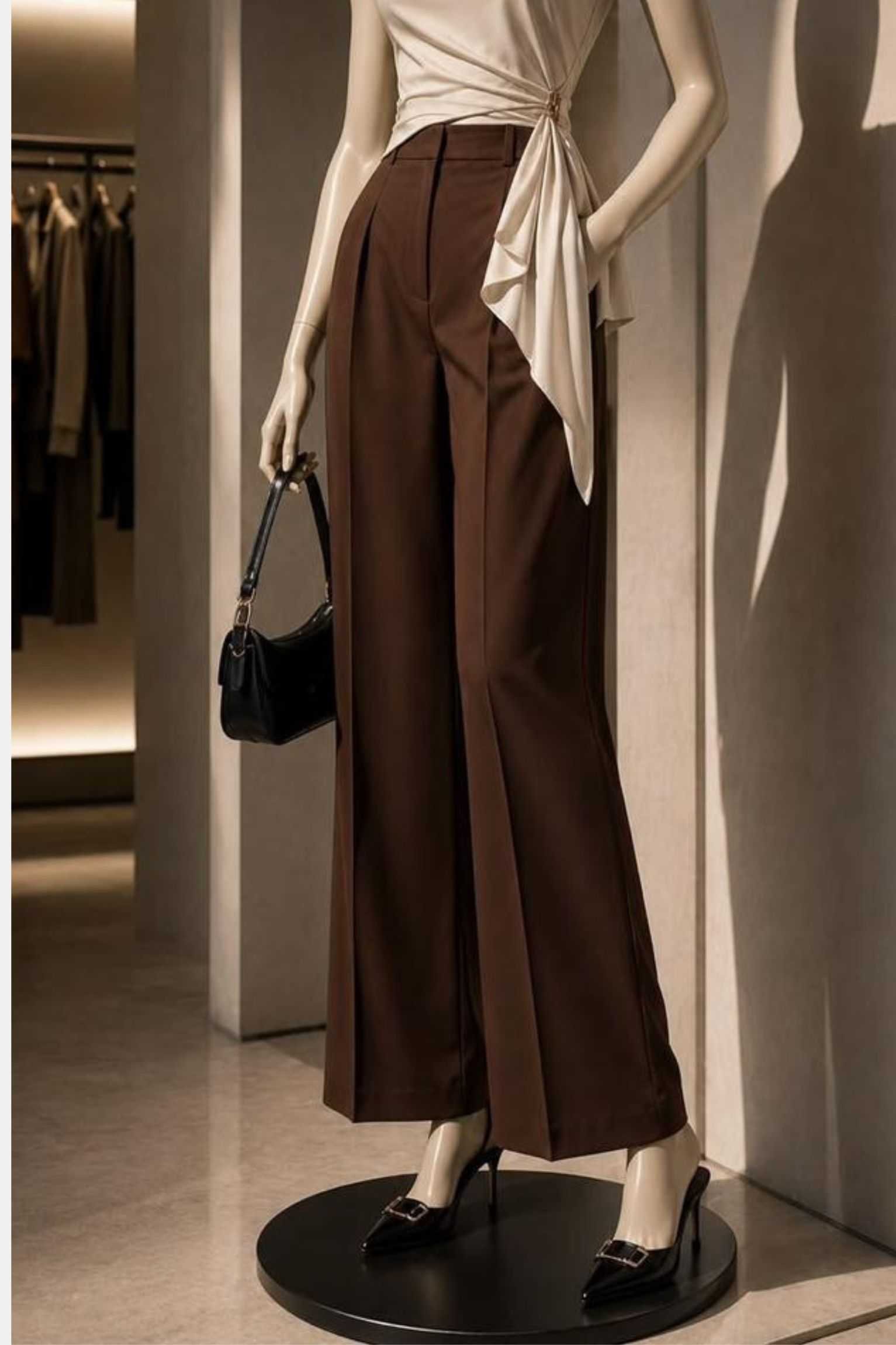 Draped Sleeveless Satin Blouse Set
