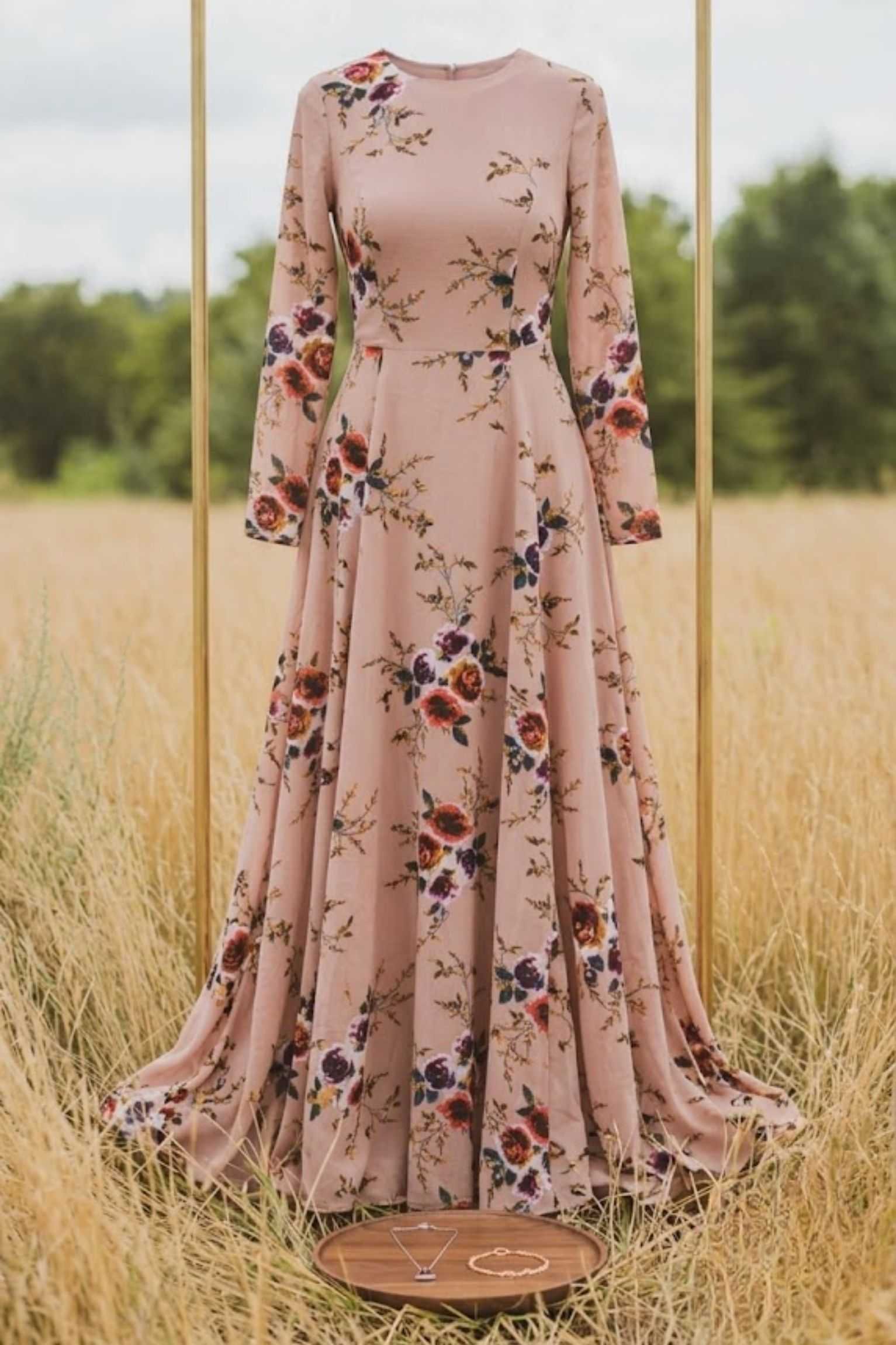 floral printed backless halter dress