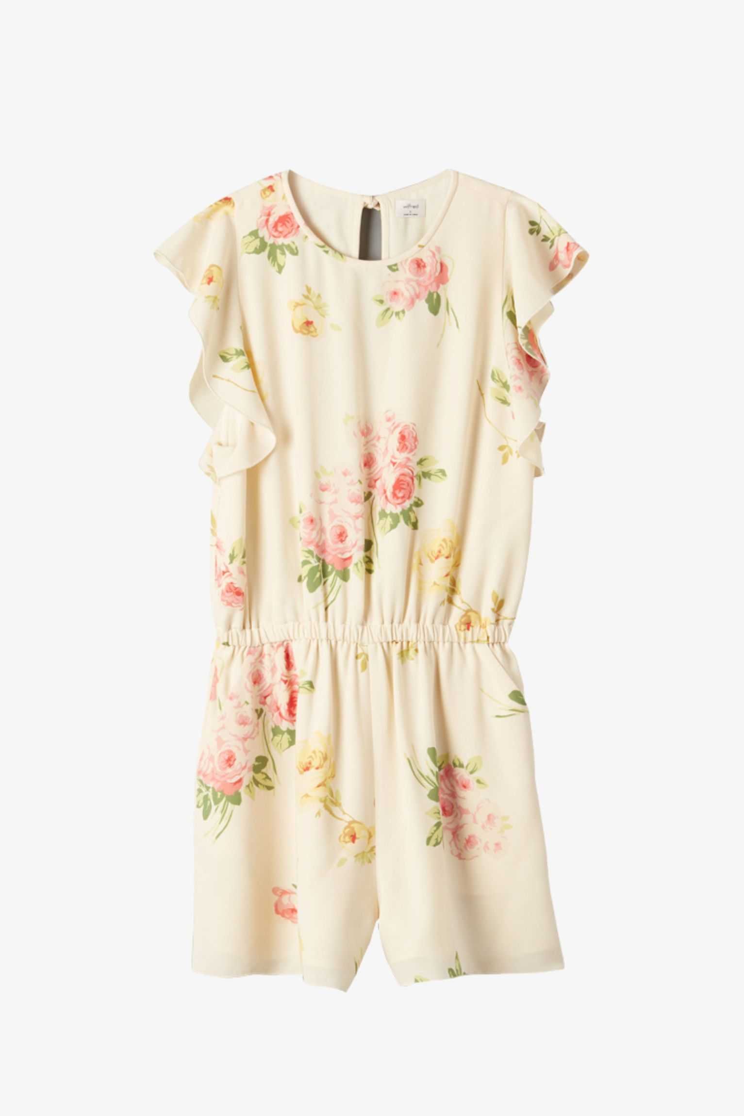 floral ruffle sleeve romper