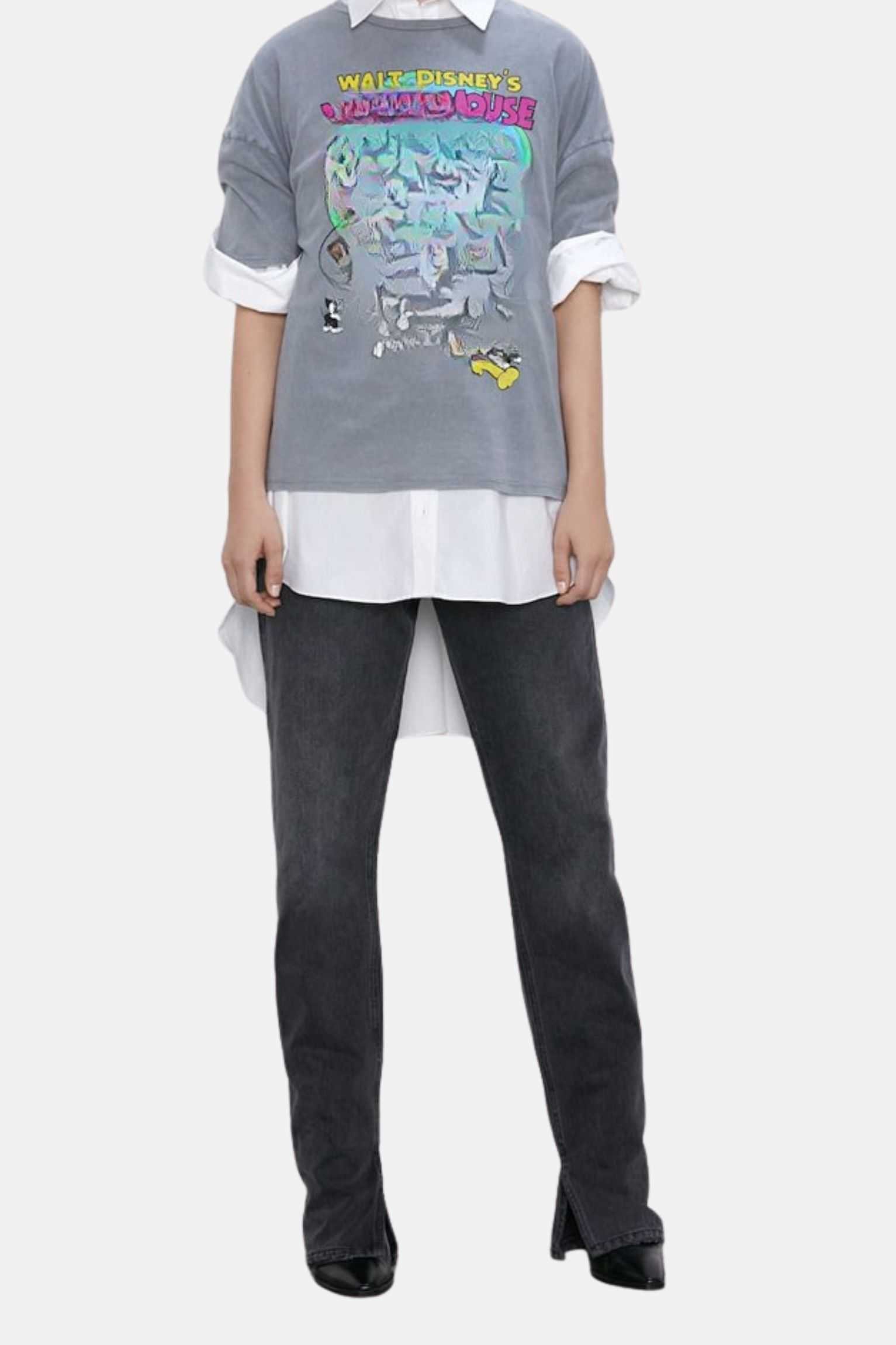 grey layered graphic shirt
