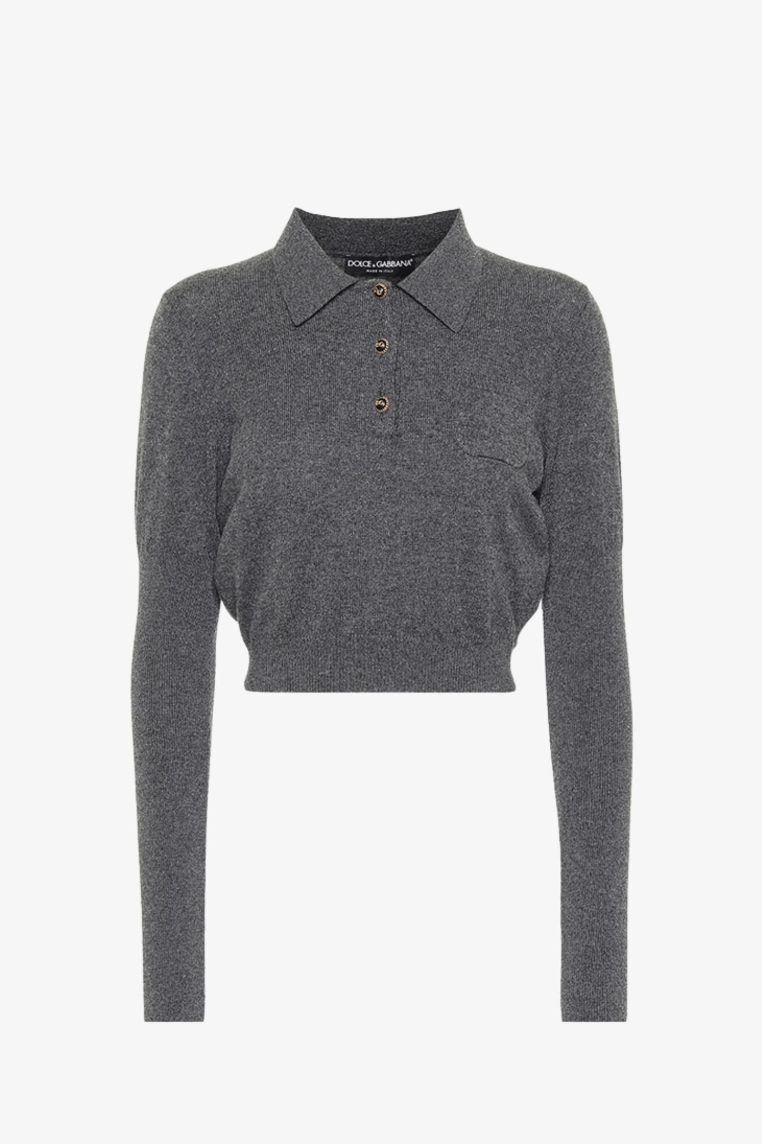 grey long sleeve polo sweater