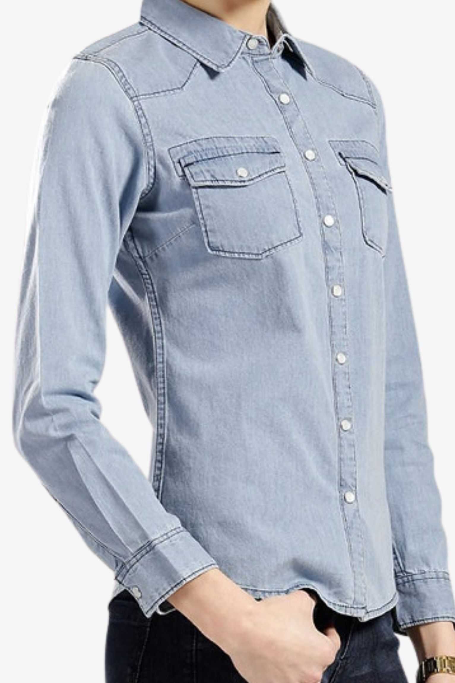 light blue denim western shirt