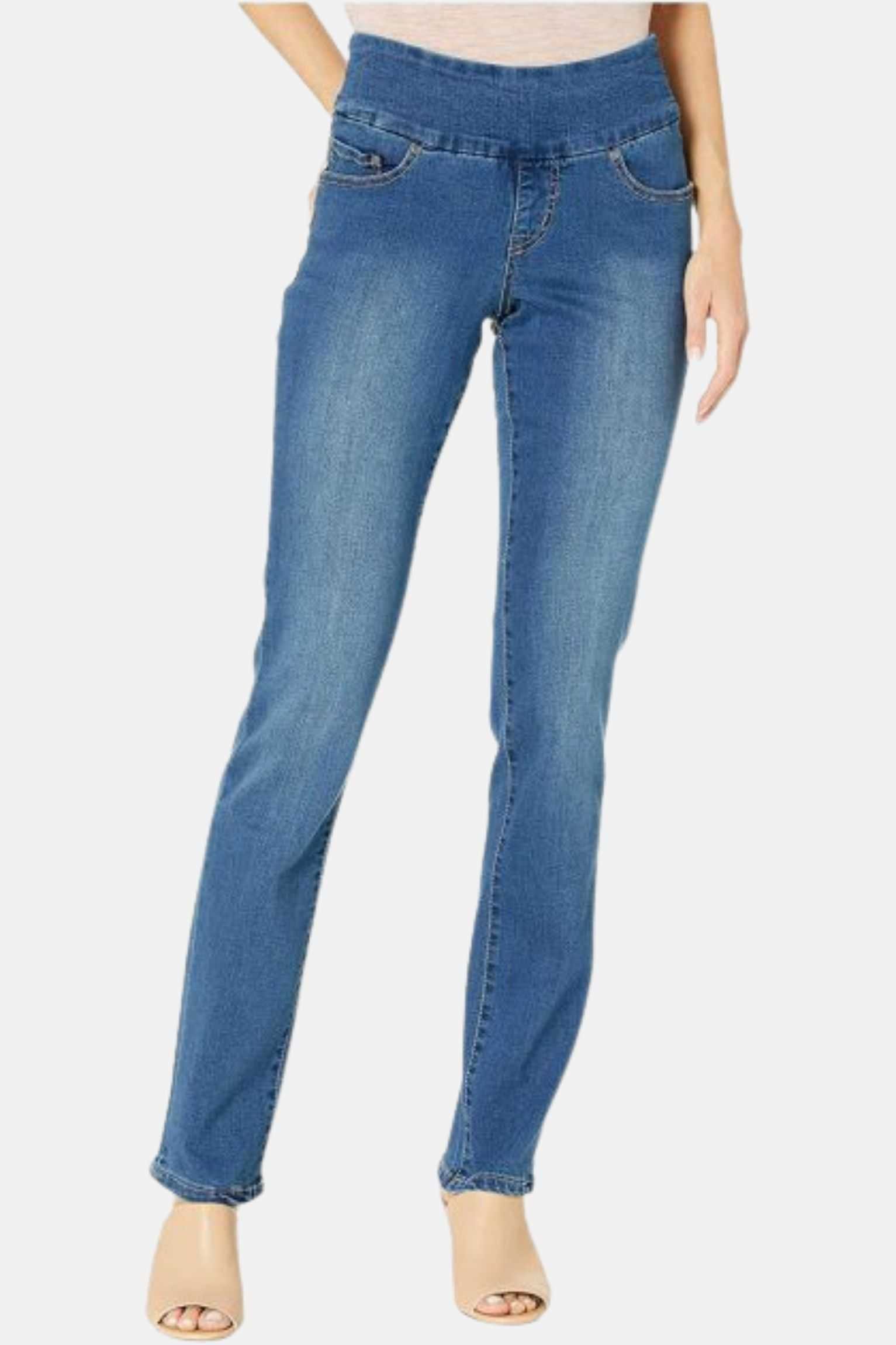 medium wash straight jeans