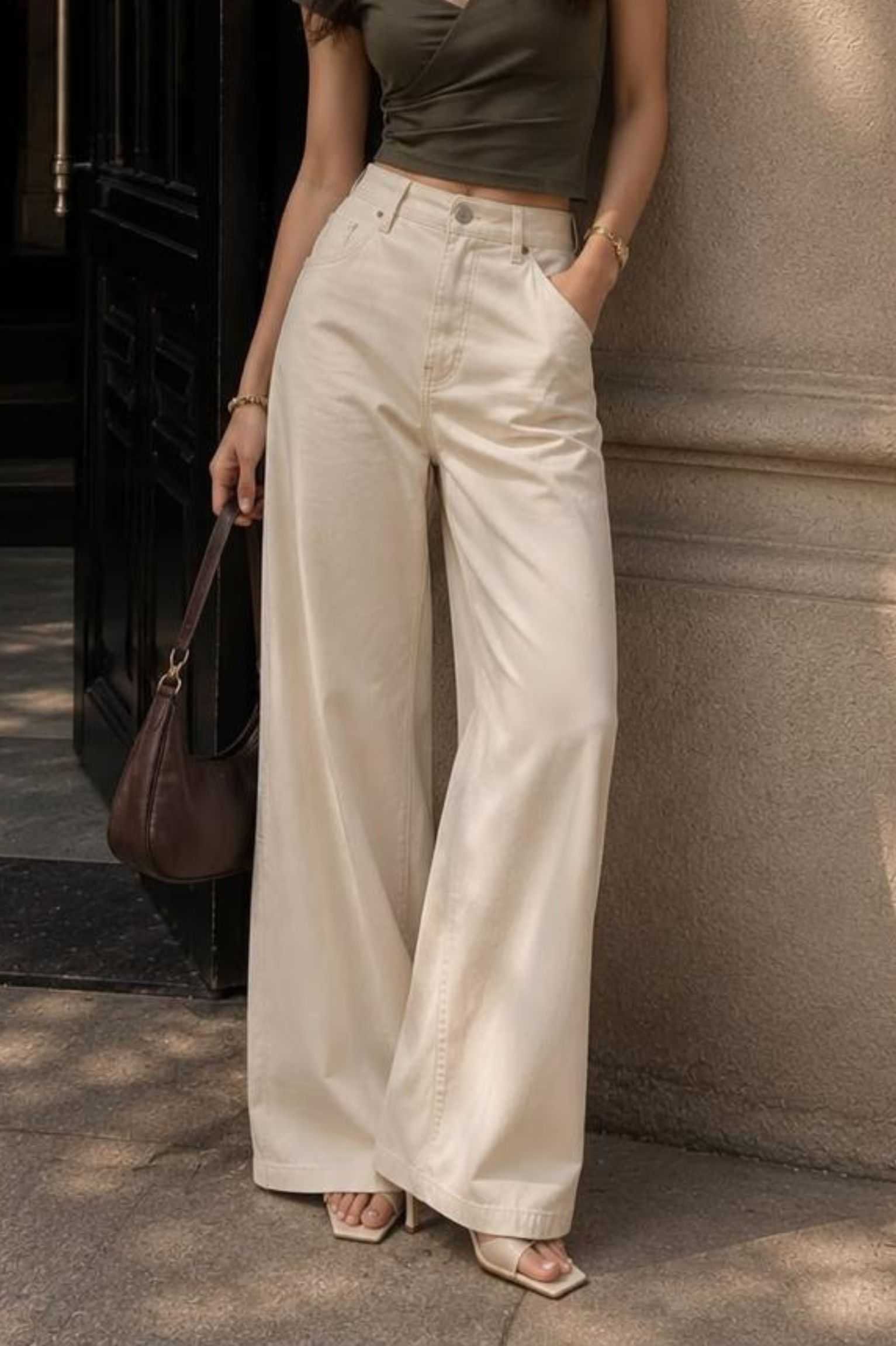 Off White Wide Leg Jeans