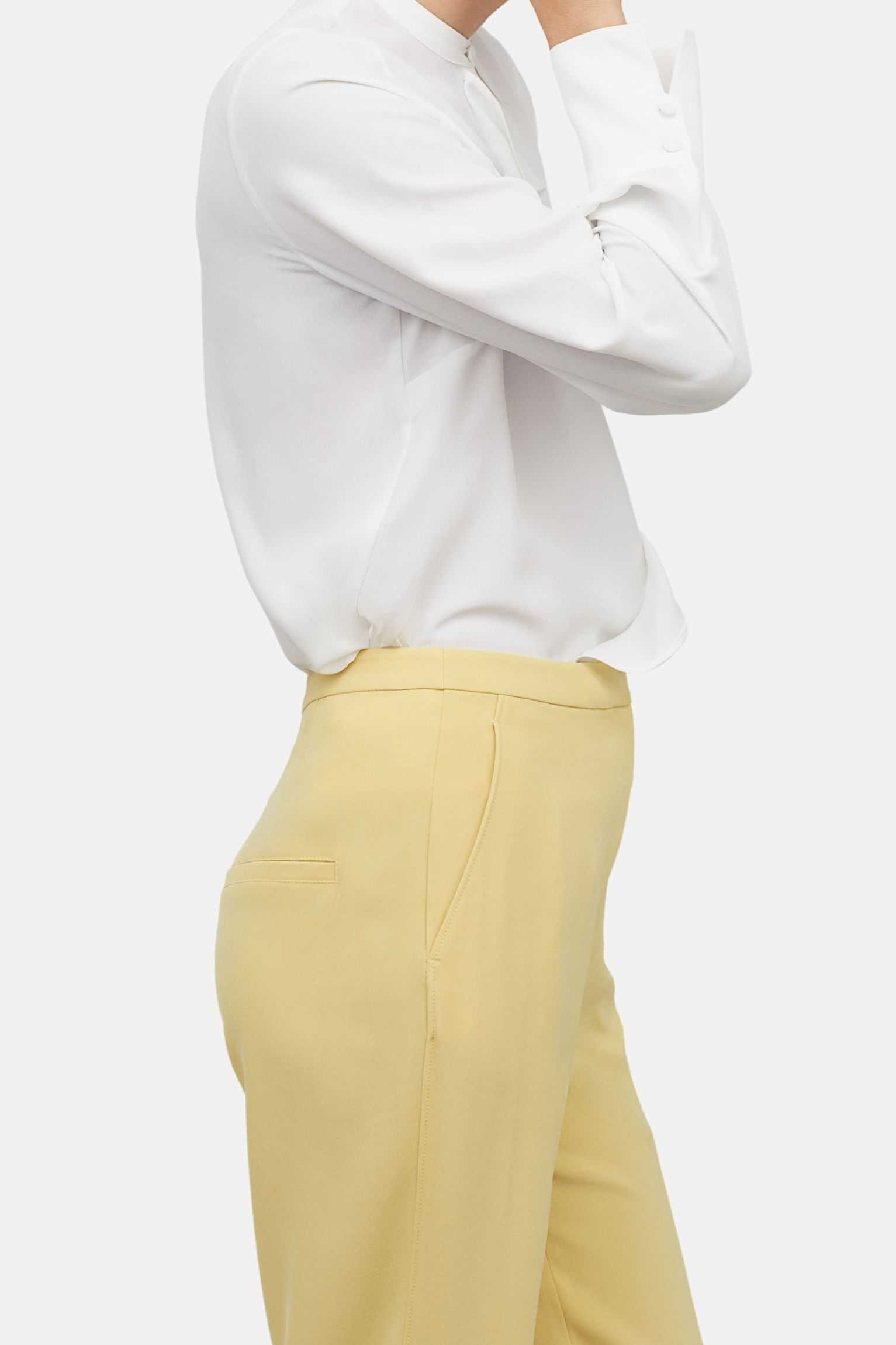 pastel yellow tailored pants