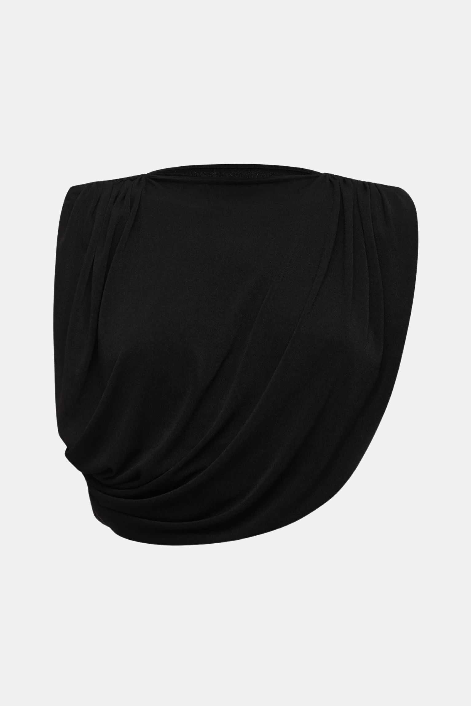 Ruched Side Gathered Boatneck Top In Noir