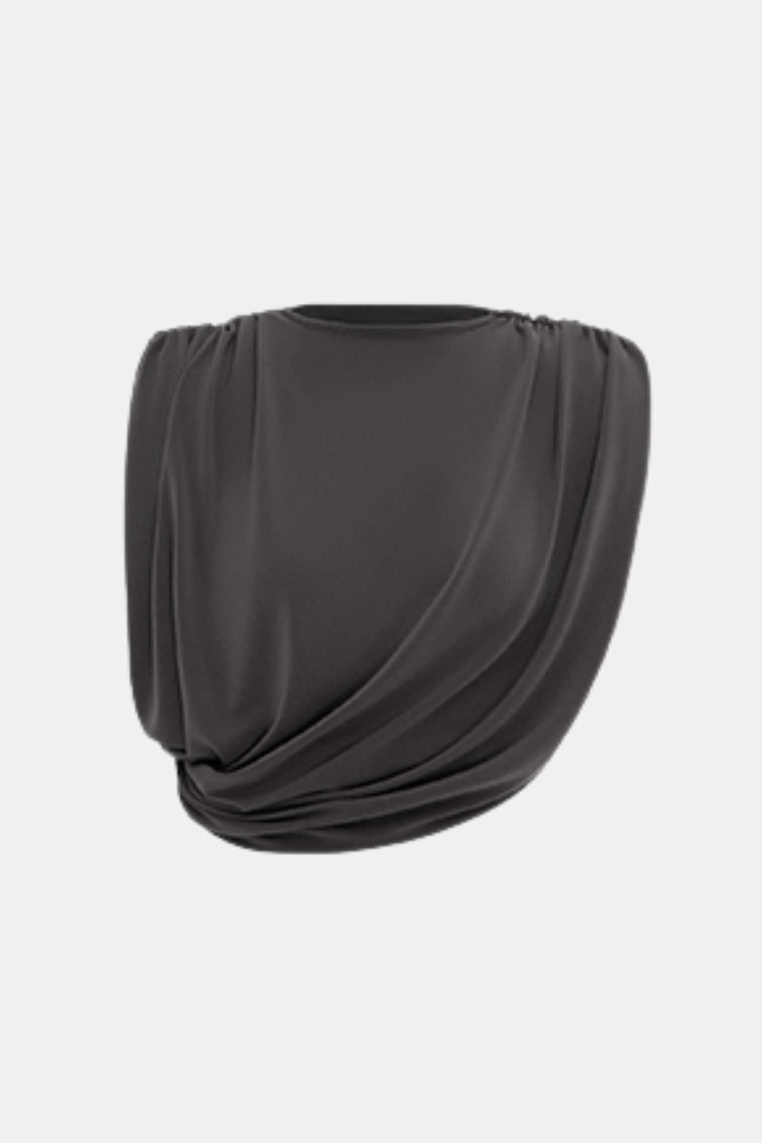 Ruched Side Gathered Boatneck Top In Slate
