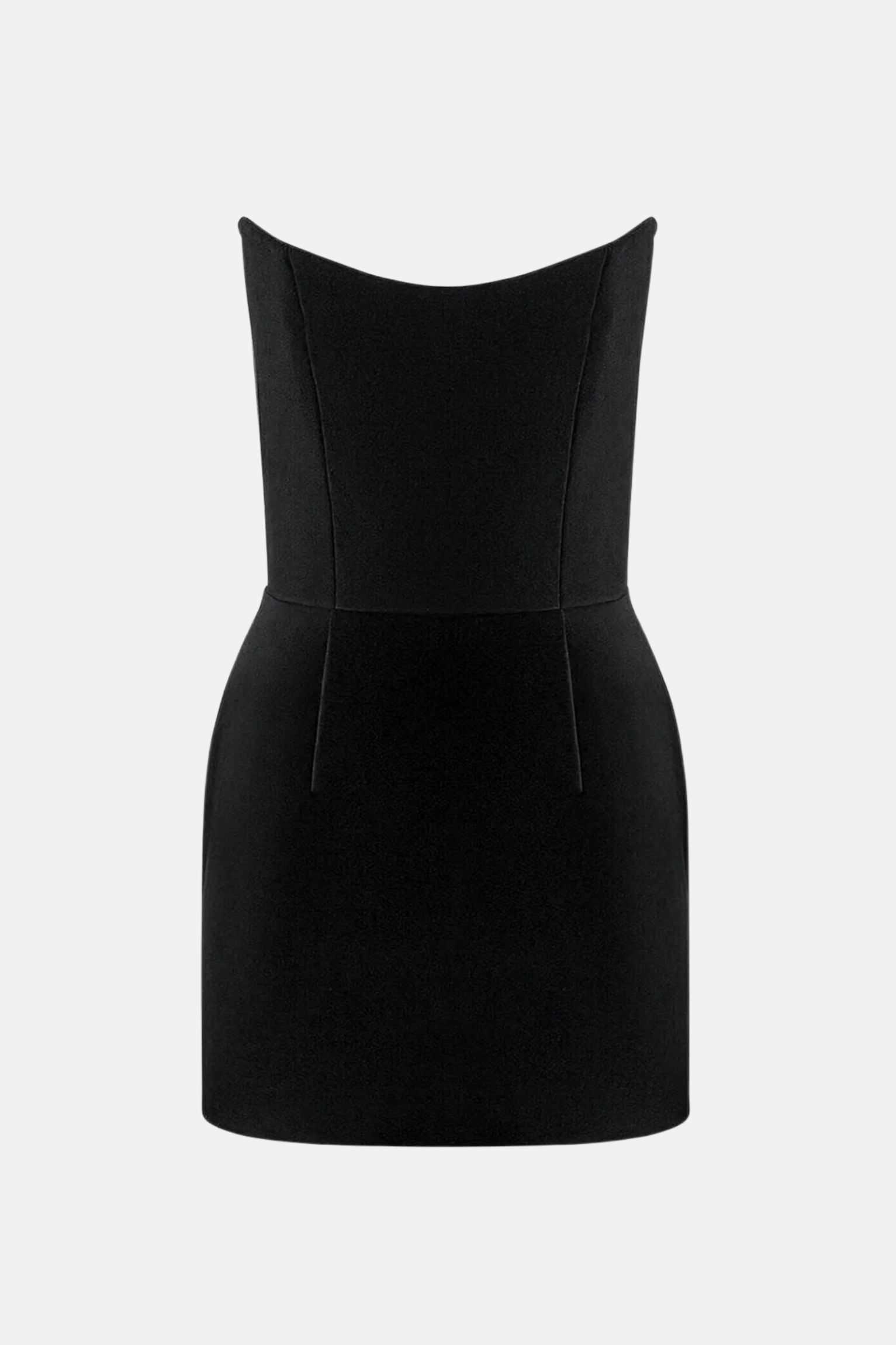 Tailored Bustier Velvet Mini Dress In Noir