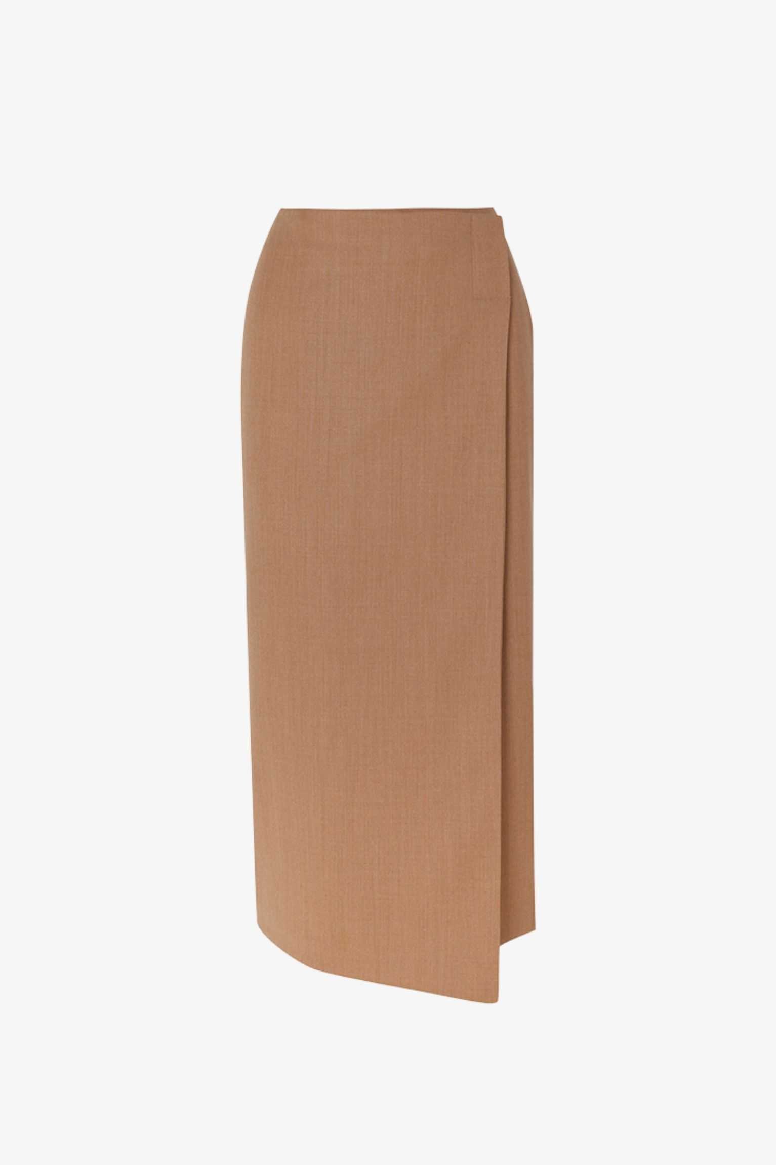 tan high waist wrap skirt