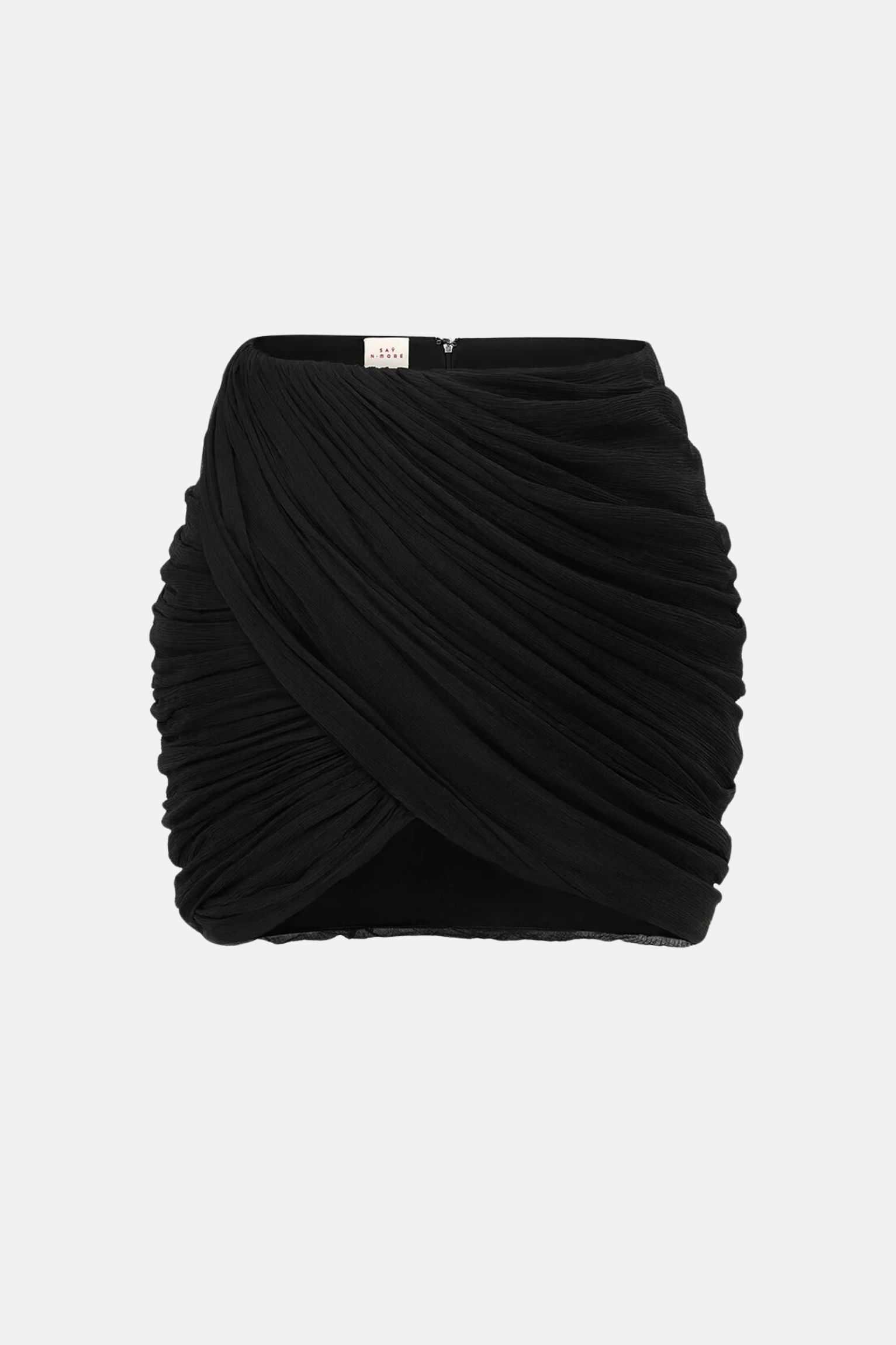 Textured Micro Pleated Silk Mini Skirt