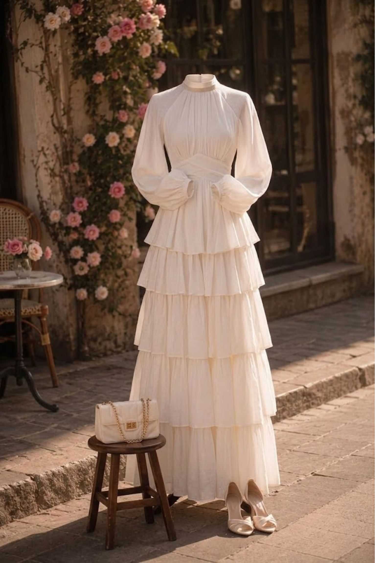 tiered white corset dress