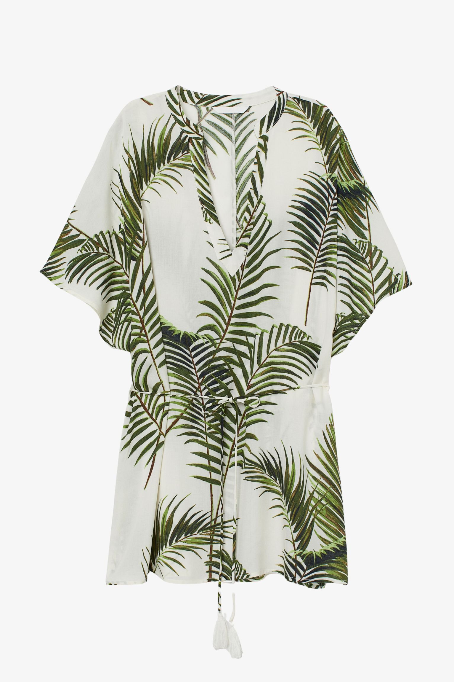 tropical leaf print linen skirt