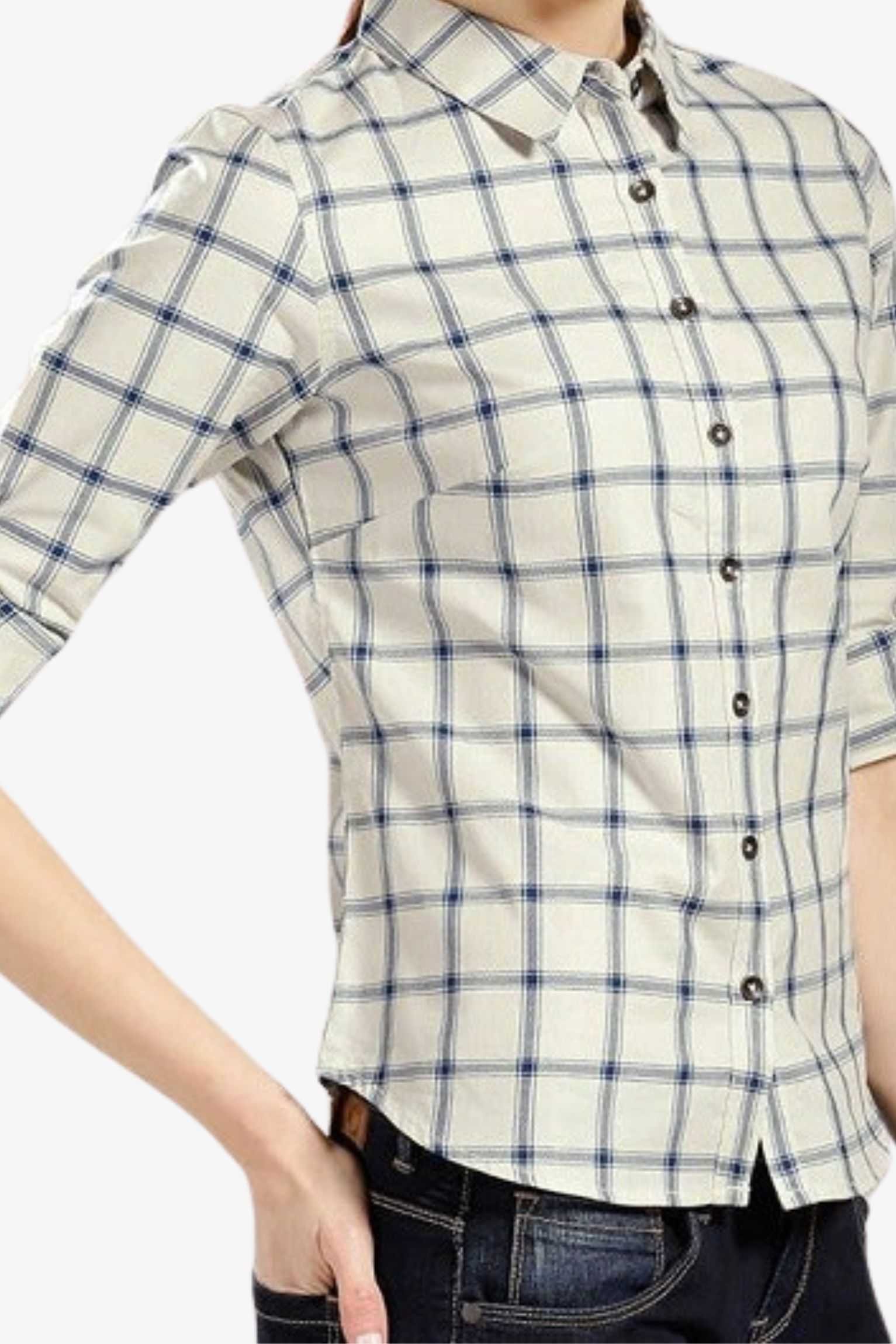 white blue plaid check shirt