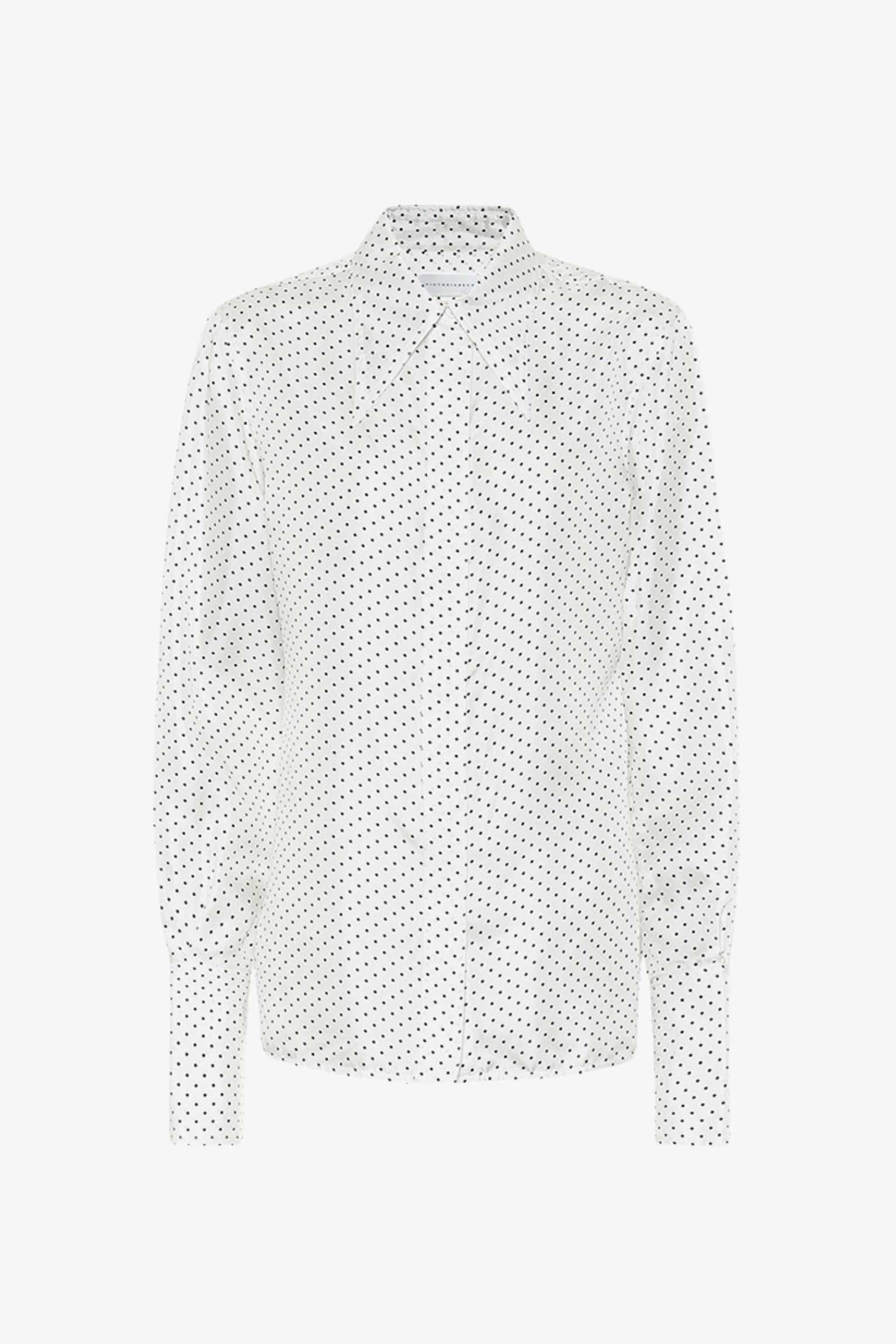 white polka dot collared shirt