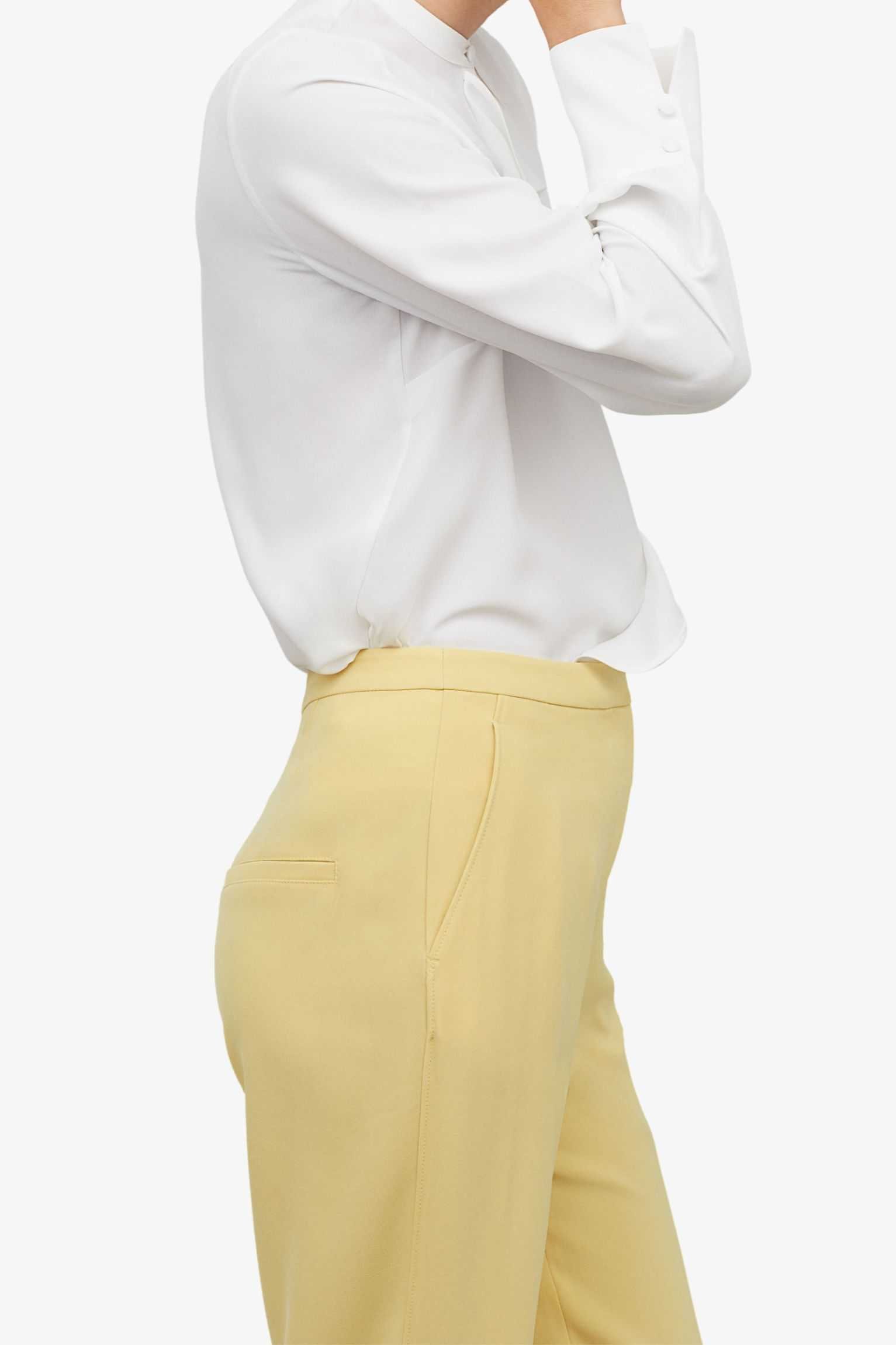 white ruffle neck long blouse 2